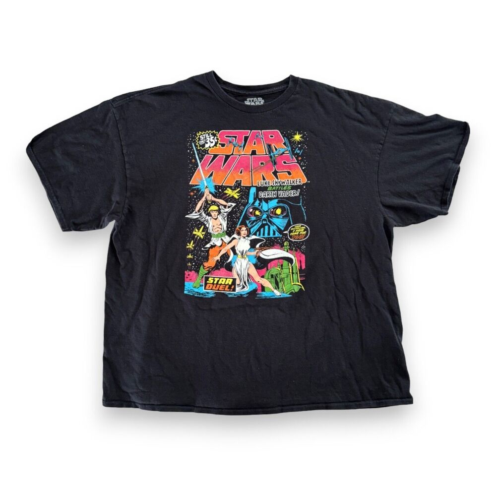 Star Wars Comic Cover T-Shirt Mens 3XL Black Luke Skywalker Darth Vader Graphic